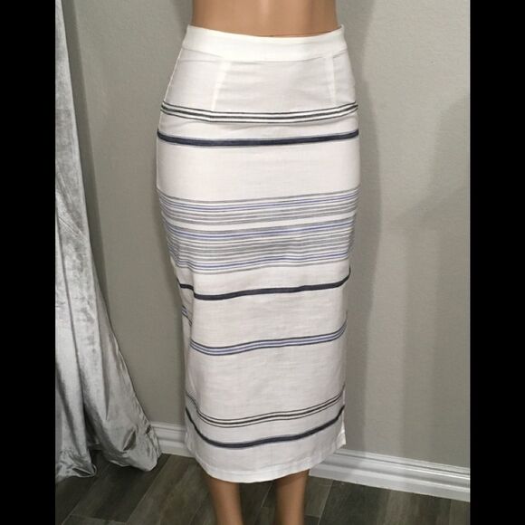 Three Dots blue stripe pencil skirt. NWOT - Picture 2 of 7